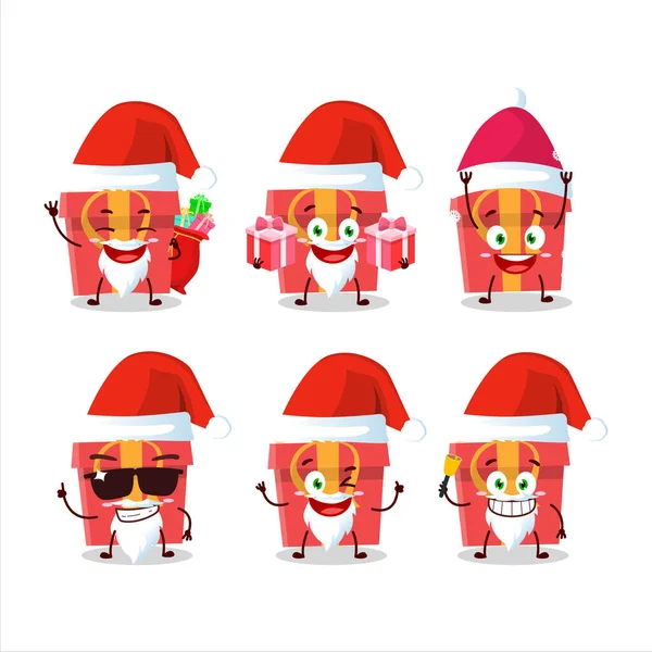 Emoticons Papai Noel Com Vermelho Presente Natal Desenho Animado Character — Vetor de Stock