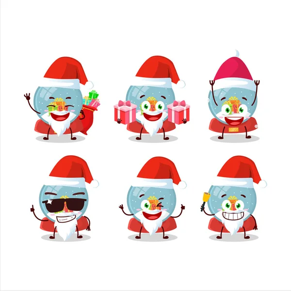 Emoticones Santa Claus Con Bola Nieve Con Personaje Dibujos Animados — Vector de stock