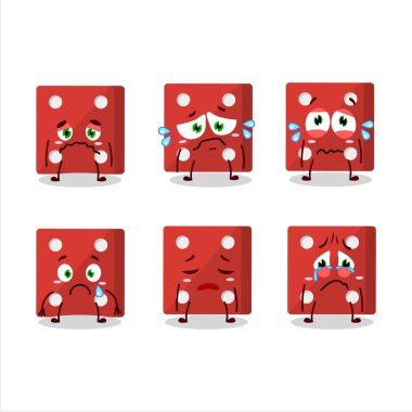 Hüzünlü ifadeli kırmızı zar çizgi film karakteri