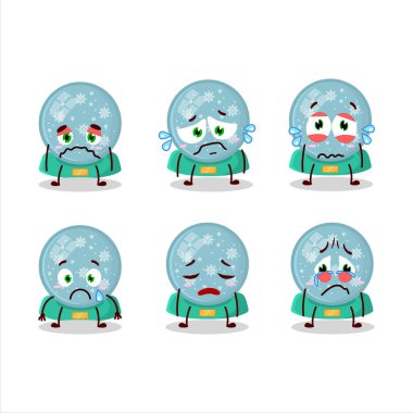 Kartopu karlı çizgi film karakteri hüzünlü bir ifadeyle. Vektör çizimi