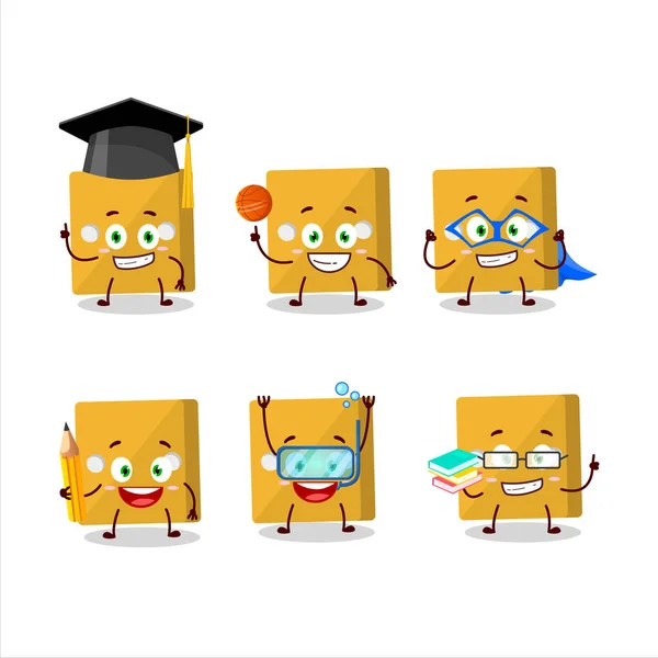 黄色のサイコロ漫画のキャラクターの様々な表現の学校の学生 — ストックベクタ