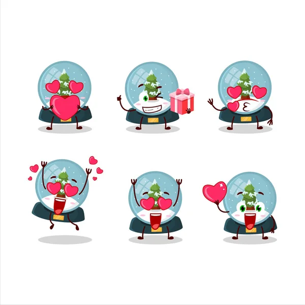 Śnieżka Postaci Drzewa Kreskówki Miłości Cute Emoticon Vector Ilustracji — Wektor stockowy