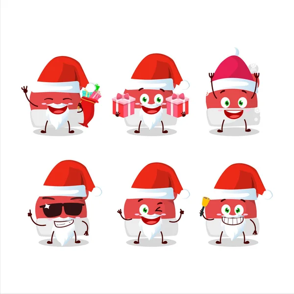 Émoticônes Père Noël Avec Personnage Dessin Animé Chapeau Santa Rouge — Image vectorielle