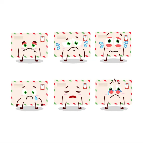 Santa Envelopes Cartoon Character Sad Expression Vector Illustration — Stock Vector
