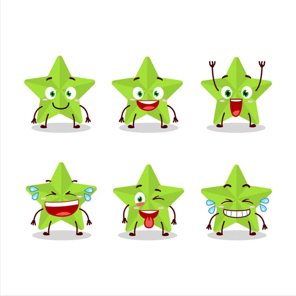 Personagem Desenhos Animados Novas Estrelas Verdes Com Expressão Sorriso Ilustração — Vetor de Stock