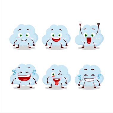 Gülümseme ifadeli mavi bulutlu çizgi film karakteri. Vektör çizimi