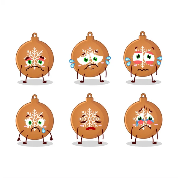 Weihnachtskugel Cookies Cartoon Charakter Mit Traurigem Ausdruck Vector Illustration — Stockvektor