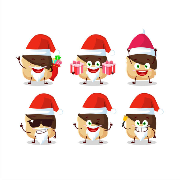Santa Claus emoticons with chocolate slime cookies cartoon character.Vector illustration