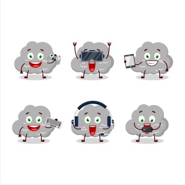 Kara Bulut çizgi film karakteri çeşitli şirin ifadelerle oyunlar oynuyor. Vektör illüstrasyonu