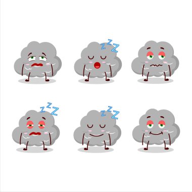 Uykulu ifadeli kara bulutun çizgi film karakteri. Vektör illüstrasyonu