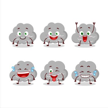 Gülücük ifadeli kara bulutlu çizgi film karakteri. Vektör illüstrasyonu