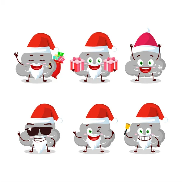 Emoticones Santa Claus Con Personaje Dibujos Animados Nubes Oscuras Ilustración — Vector de stock