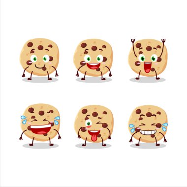 Gülen surat ifadeli çikolata parçacıklarının çizgi film karakteri. Vektör illüstrasyonu