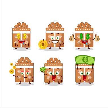 Hediye kurabiyeleri çizgi film karakteri, şirin ifadeli para getiriyor. Vektör illüstrasyonu
