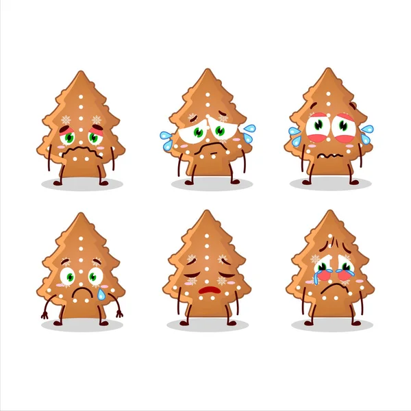 Cookies Baum Cartoon Figur Mit Traurigem Ausdruck Vector Illustration — Stockvektor