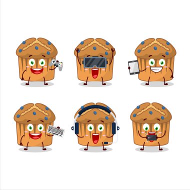 Yabanmersinli kek çizgi film karakteri çeşitli şirin ifadelerle oyun oynuyor. Vektör illüstrasyonu.