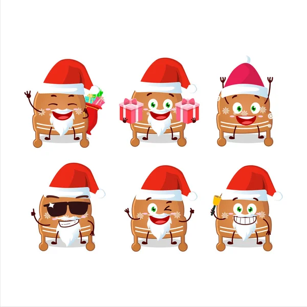 Emoticones Santa Claus Con Personaje Dibujos Animados Galletas Sombrero Navidad — Vector de stock