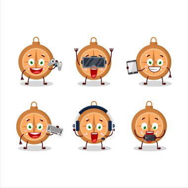 Pusula kurabiyeleri çizgi film karakteri çeşitli şirin ifadelerle oyunlar oynuyor. Vektör illüstrasyonu