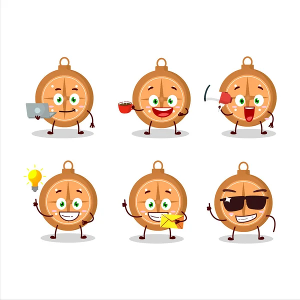 Cookies Bússola Personagem Desenho Animado Com Vários Tipos Emoticons Vector — Vetor de Stock