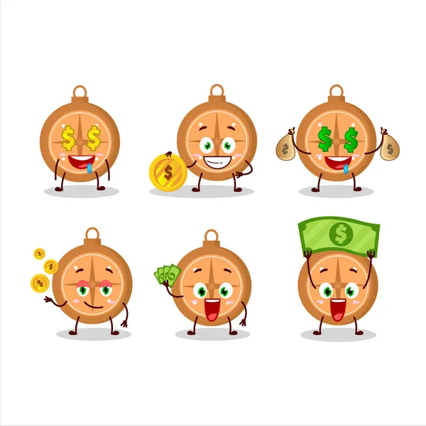 Kompas Koekjes Cartoon Karakter Met Schattige Emoticon Brengen Geld Vector — Stockvector