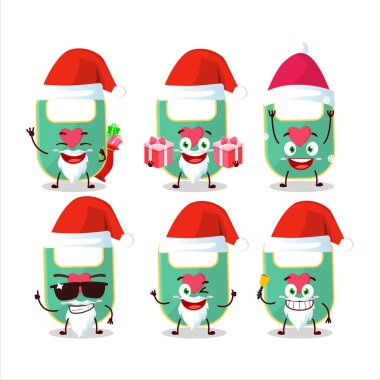 Noel Baba simgeleri ve yeşil bebek önlüğü çizgi film karakterleri. Vektör illüstrasyonu