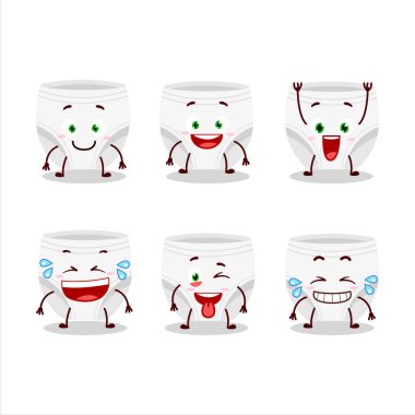 Gülen surat ifadeli beyaz bebek bezi çizgi film karakteri. Vektör illüstrasyonu.