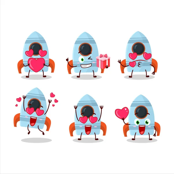 Rocket Jouet Personnage Dessin Animé Avec Amour Mignon Emoticon Vector — Image vectorielle