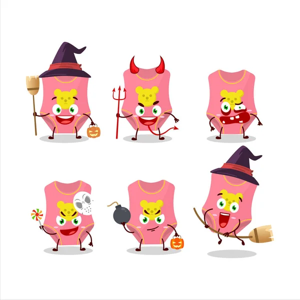 Emoticon Ekspresi Halloween Dengan Karakter Kartun Dari Gambar Bayi Perenang - Stok Vektor