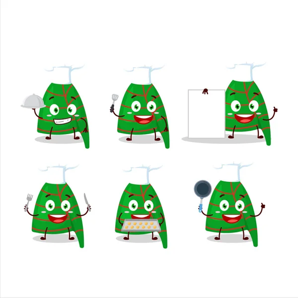 Cartoon Character Green Stripes Elf Hat Various Chef Emoticons Vector — Stock Vector