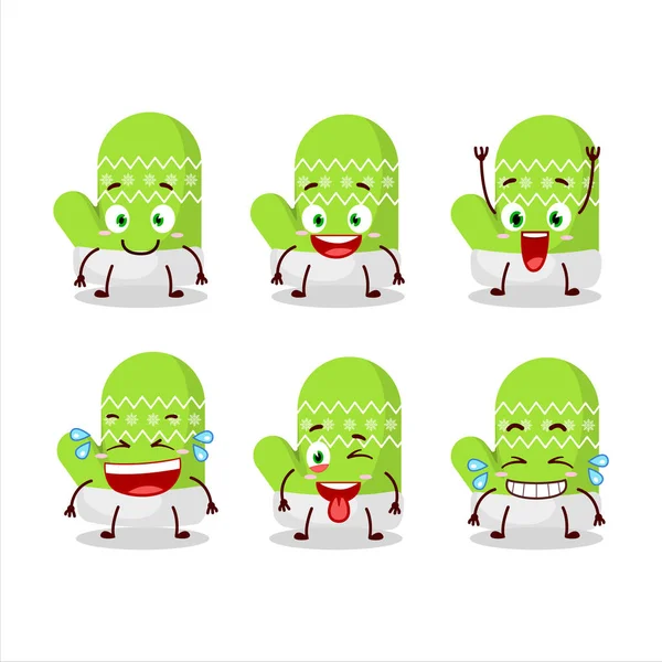 Cartoon Character New Green Gloves Smile Expression Vector Illustration — Stock Vector