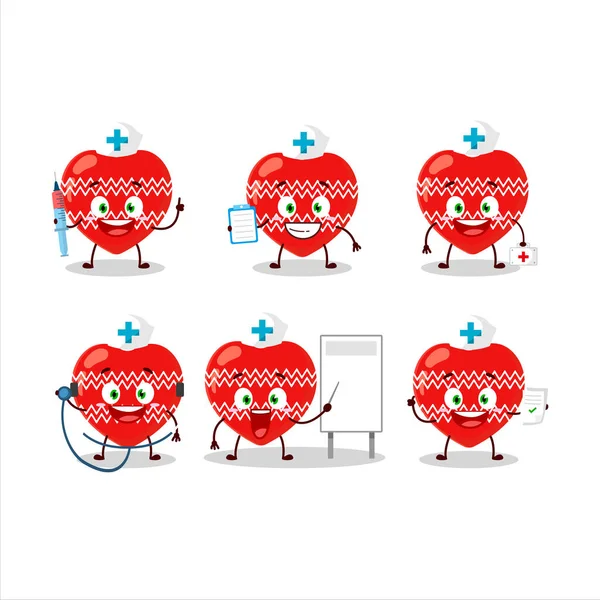 Médico Profesión Emoticono Con Amor Personaje Dibujos Animados Navidad Roja — Archivo Imágenes Vectoriales