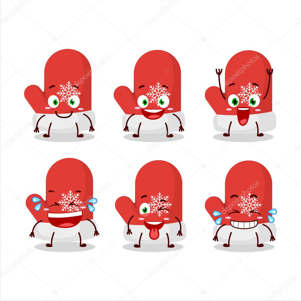 Cartoon character of new red gloves with smile expression. Vector illustration