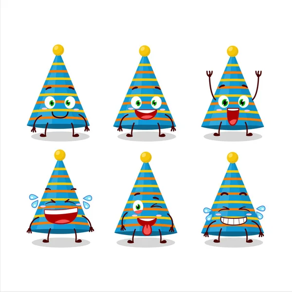Personaje Dibujos Animados Sombrero Fiesta Azul Con Expresión Sonrisa Ilustración — Vector de stock