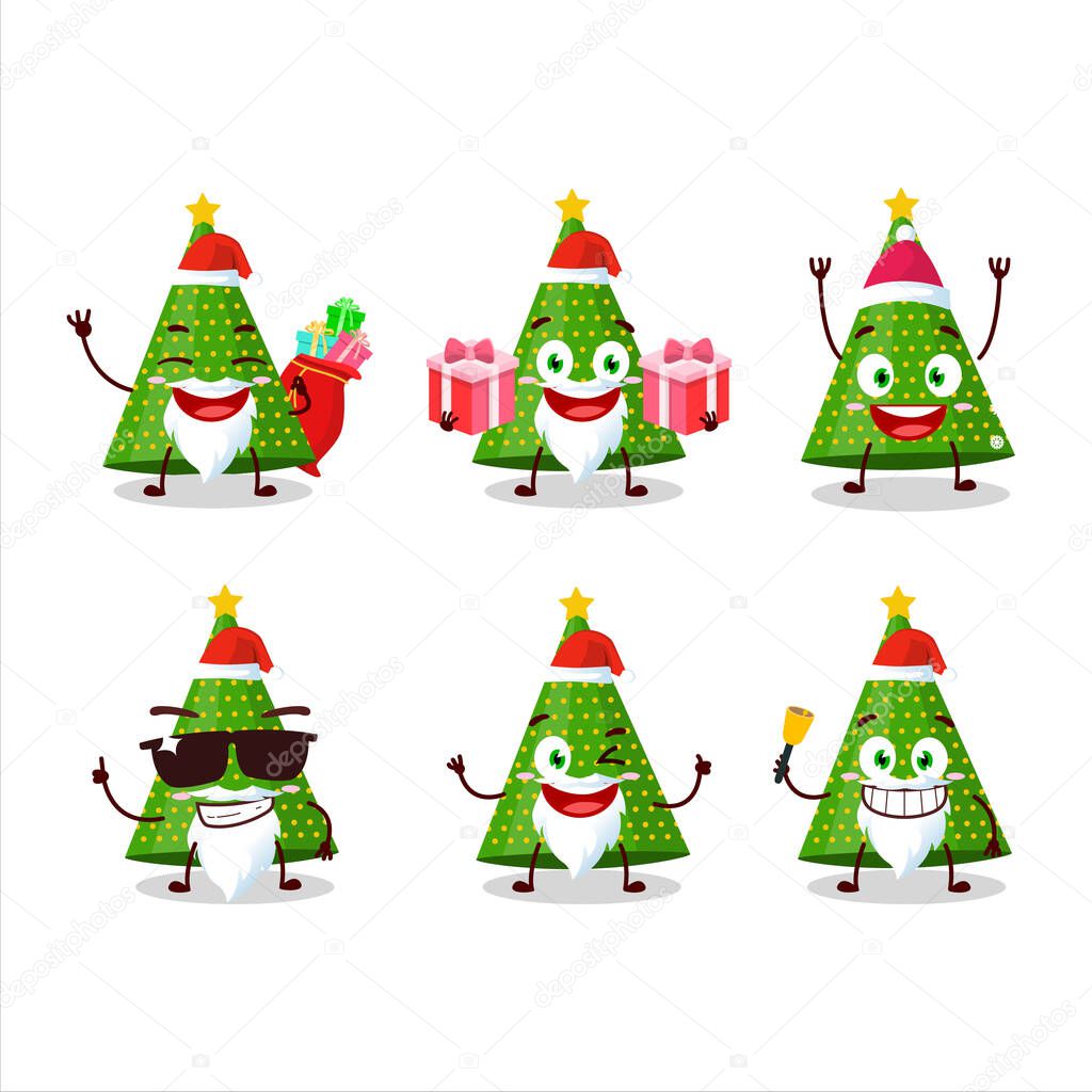 Santa Claus emoticons with green party hat cartoon character. Vector illustration