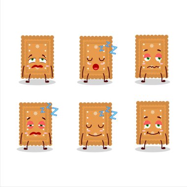 Uykulu yüzlü yuvarlak kurabiyelerin çizgi film karakteri. Vektör illüstrasyonu