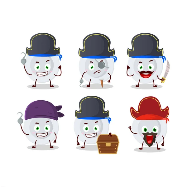 Personagem Desenhos Animados Nova Placa Branca Com Vários Emoticons Piratas — Vetor de Stock
