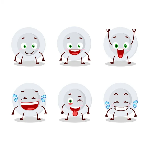 Cartoon Character New White Plate Smile Expression Vector Illustration — Stock Vector