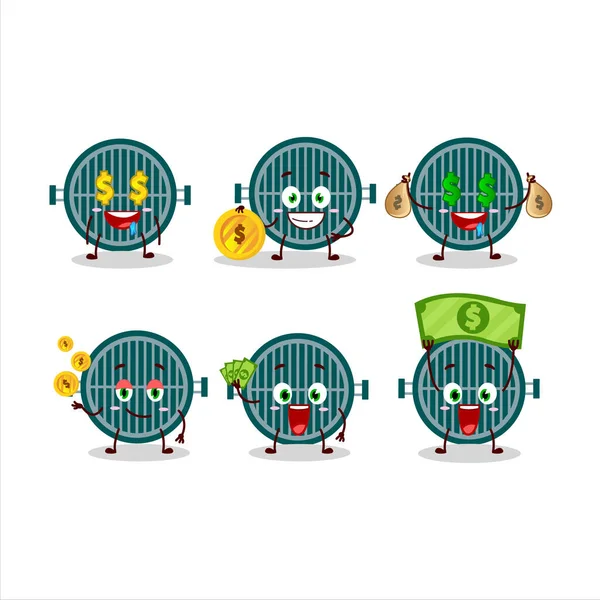Karakter Kartun Grill Dengan Emoticon Lucu Membawa Uang Ilustrasi Vektor - Stok Vektor