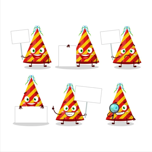Red Party Hat Personaje Dibujos Animados Traer Tablero Información Ilustración — Vector de stock