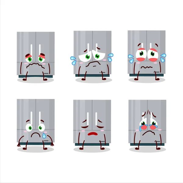 Réfrigérateur Dans Personnage Dessin Animé Avec Une Expression Triste Illustration — Image vectorielle