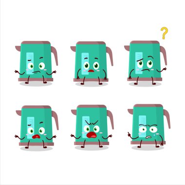 Dijital çaydanlığın çizgi film karakteri hangi ifadeyle. Vektör illüstrasyonu