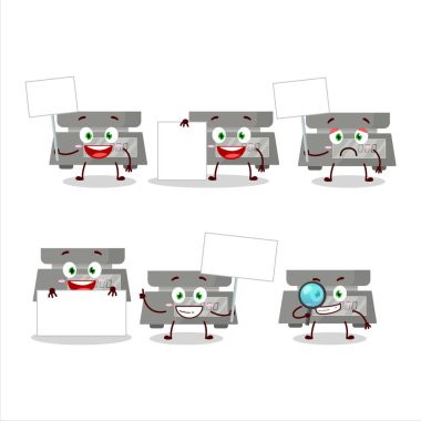 Dijital ağırlıklı çizgi film karakteri bilgi panosunu getir. Vektör illüstrasyonu