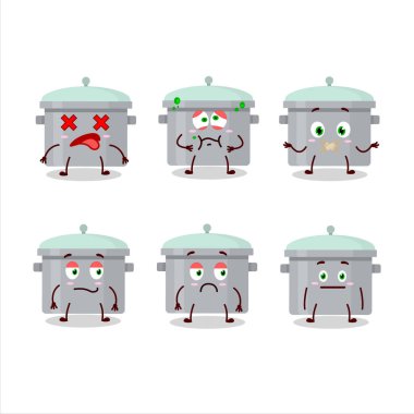 Yüzü olmayan alüminyum gri tava çizgi film karakteri. Vektör illüstrasyonu