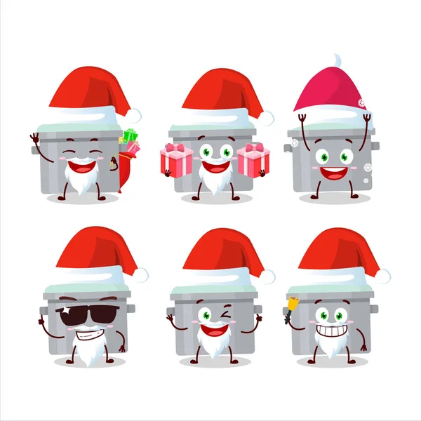 Emoticon Babbo Natale Con Personaggio Dei Cartoni Animati Alluminio Grigio — Vettoriale Stock