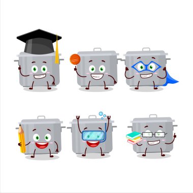 Mutfak esrarı çizgi film karakteri öğrencisi, değişik ifadelerle. Vektör illüstrasyonu