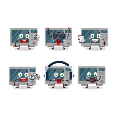 Fırın çizgi film karakteri çeşitli şirin ifadelerle oyunlar oynuyor. Vektör illüstrasyonu