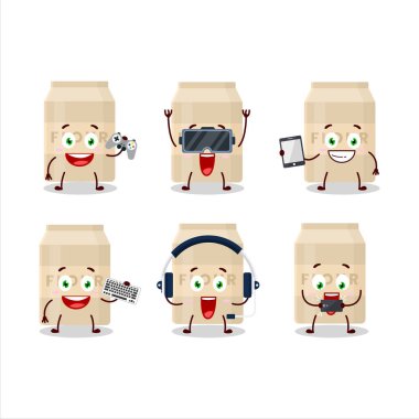 Beyaz un çizgi film karakteri çeşitli şirin ifadelerle oyunlar oynuyor. Vektör illüstrasyonu