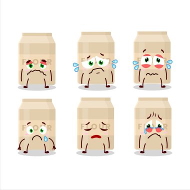 Üzgün suratlı beyaz un çizgi film karakteri. Vektör illüstrasyonu