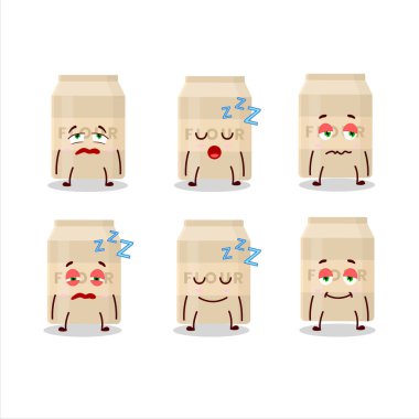 Uykulu ifadeli beyaz un çizgi film karakteri. Vektör illüstrasyonu