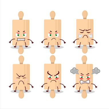 Değişik kızgın ifadeleri olan yuvarlanan bir çizgi film karakteri. Vektör illüstrasyonu